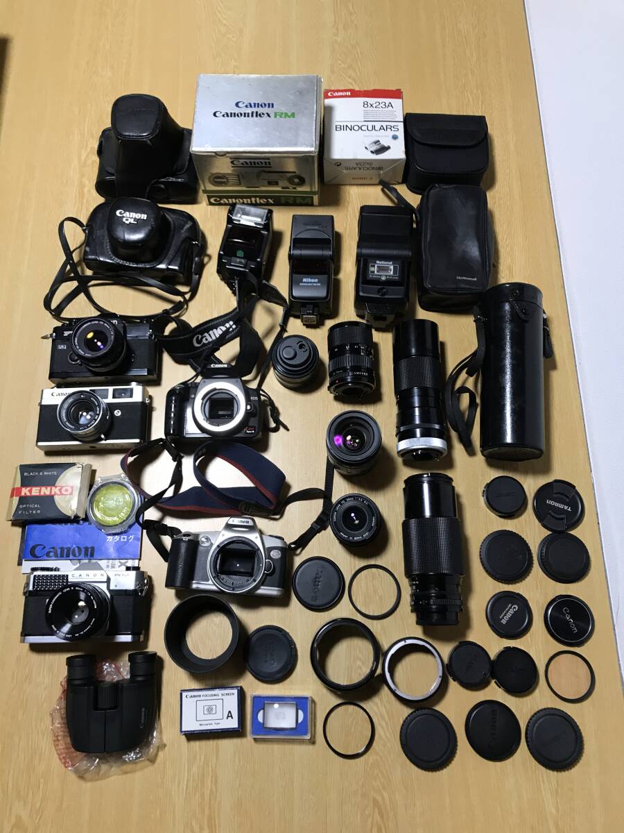 ★Canon キャノン FTb QL Black/Canonflex RM/ EOS kiss/ EOS kiss Digital N/ NFD 28mm f3.5/NFD 35-70mm/ FD 100-200mm 他付属品 ★#188