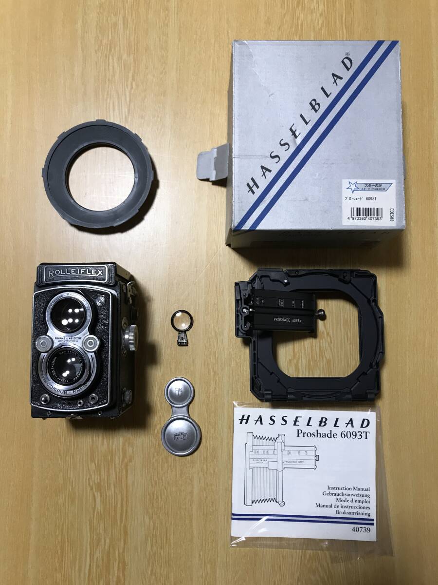 ★Rolleiflex TLR Film Camera ローライフレックス 二眼レフカメラ w/ Tessar 7.5cm f3.5 Lens Hasselblad Proshade 6093T ★#191