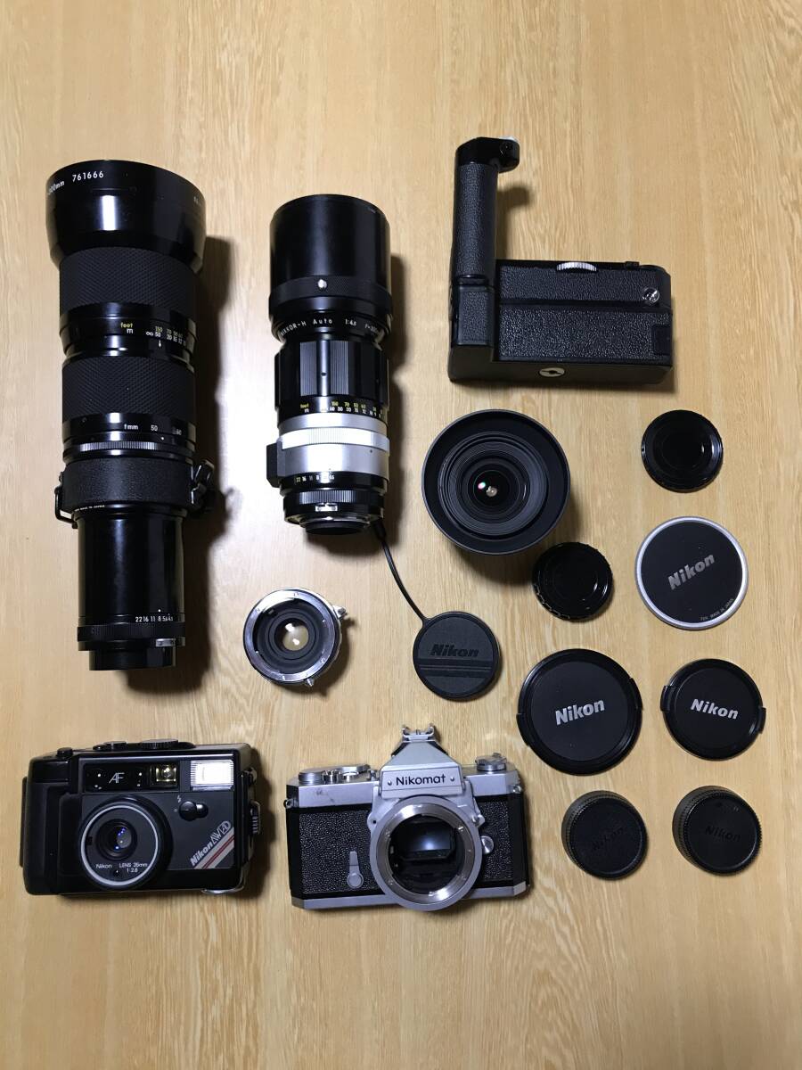 ★Nikon ニコン Nikomat FTN Silver 35mm SLR Film Camera/ L35AWAD/ MD-3+MB-2 motor Drive/ AF Nikkor 20mm f2.8D Lens 他 ★#194