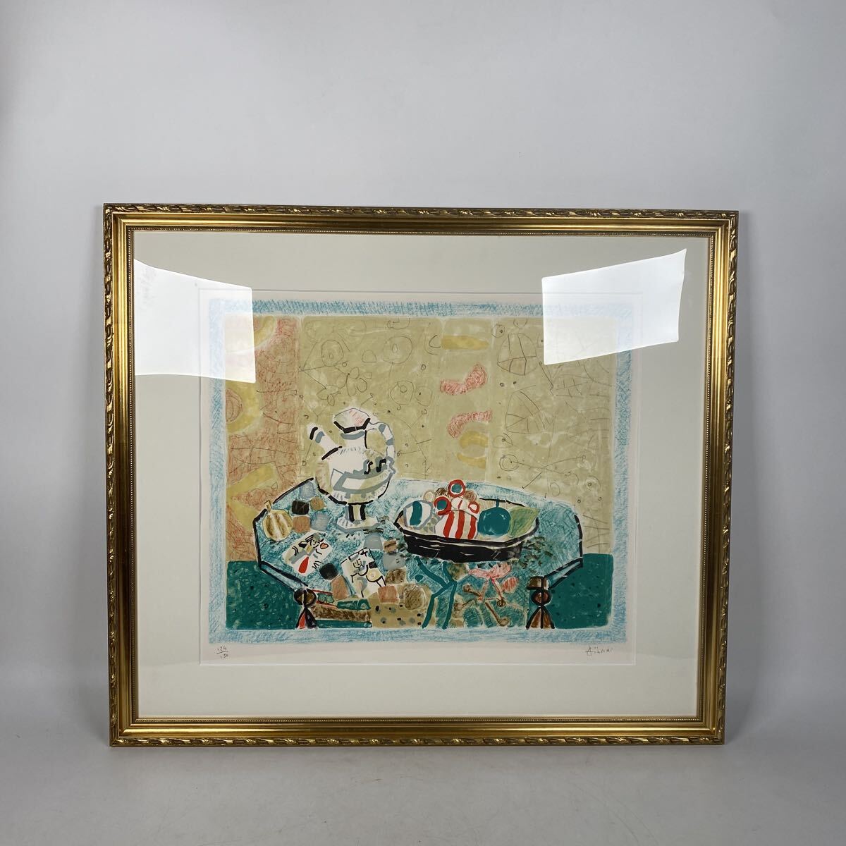 真作保証　ポール・アイズピリ　リトグラフ　絵　絵画　額装　額縁　限定150部　作家　画家　直筆サイン　骨董品　古美術品【511】