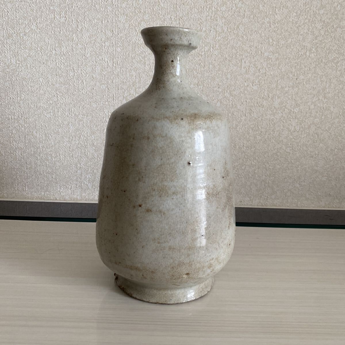 朝鮮古美術　白磁　李朝　花瓶　壺　花器　花入　華道　茶道具　徳利　時代　唐物　骨董品　古美術品　中国古玩　横14cm 高さ24cm【525】
