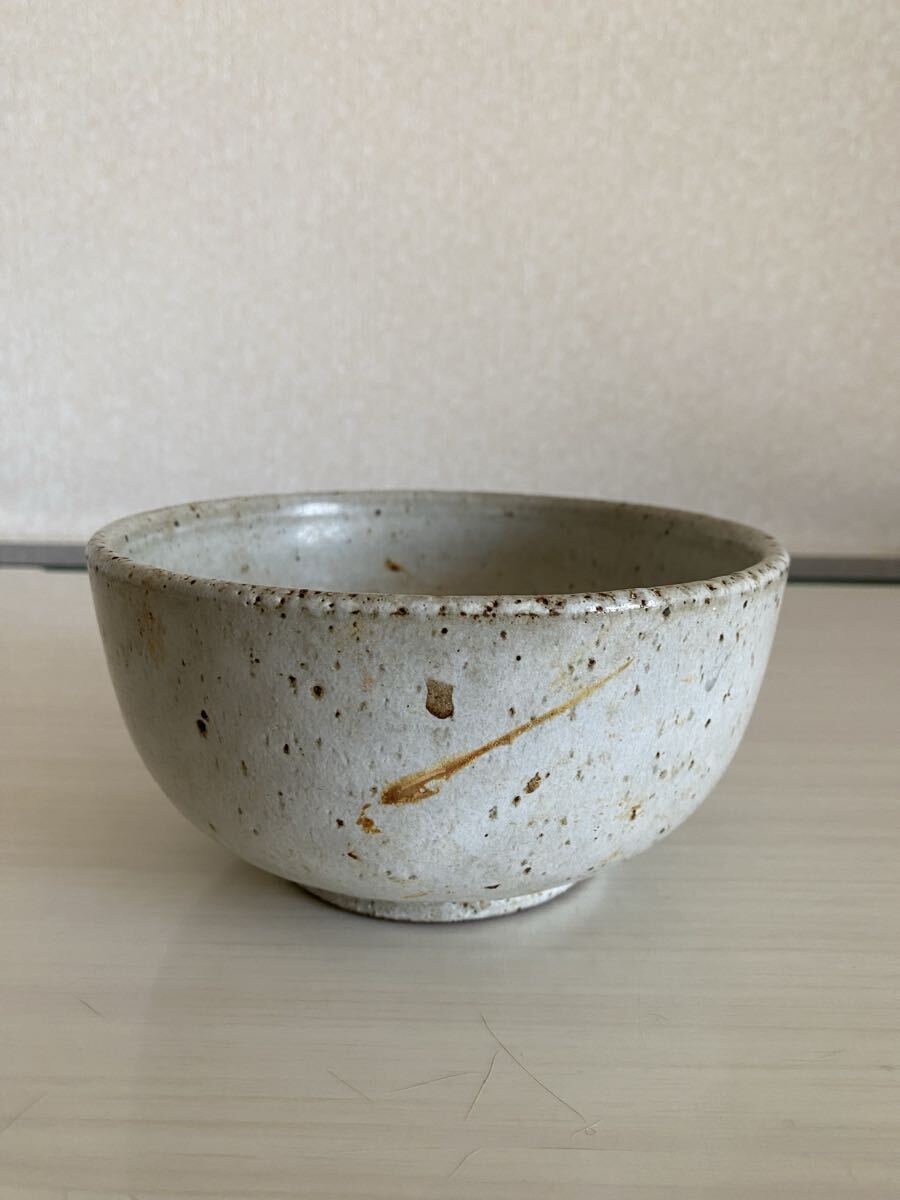 旧家整理品　唐津焼　斑唐津　茶碗　粉引　茶道具　煎茶　骨董品　古美術品　時代　古陶磁　直径15.3cm 高さ7.5cm【524】