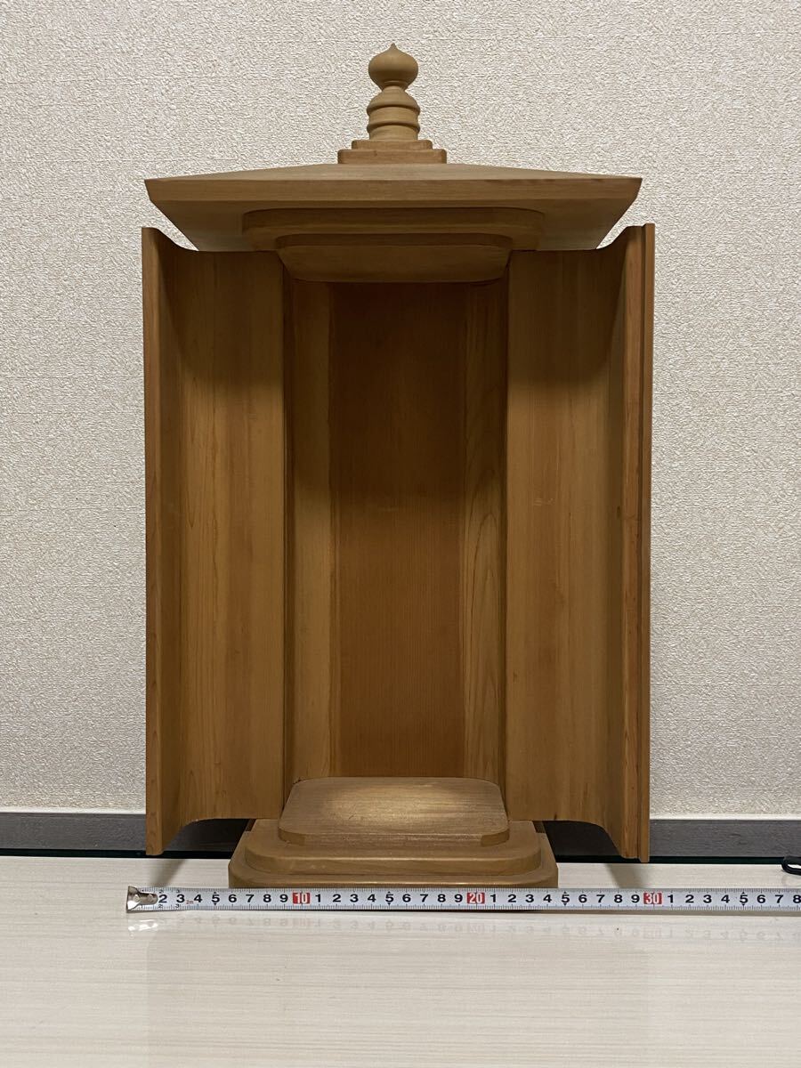 仏教美術 木彫 厨子 宝珠 仏壇 仏具 仏像 佛像 寺院 仏閣 骨董品 古美術品 時代 細密彫刻 高さ52.5cm【530】
