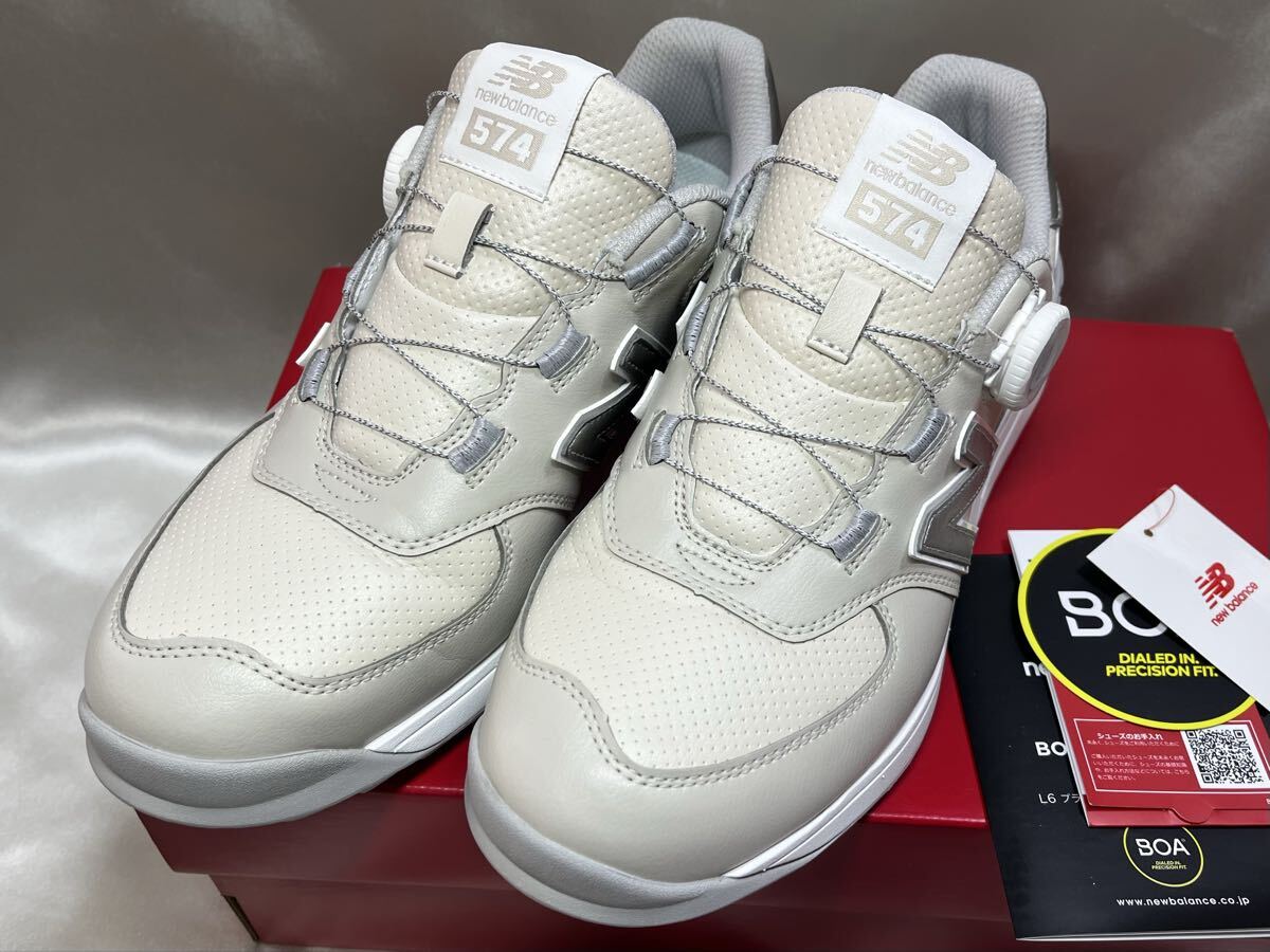 美品 希少サイズ ニューバランス new balance ゴルフシューズ BOA スパイクレス シューズ 574 v4 SL BOA(R) WG574BB4 25.5㎝ ベージュ