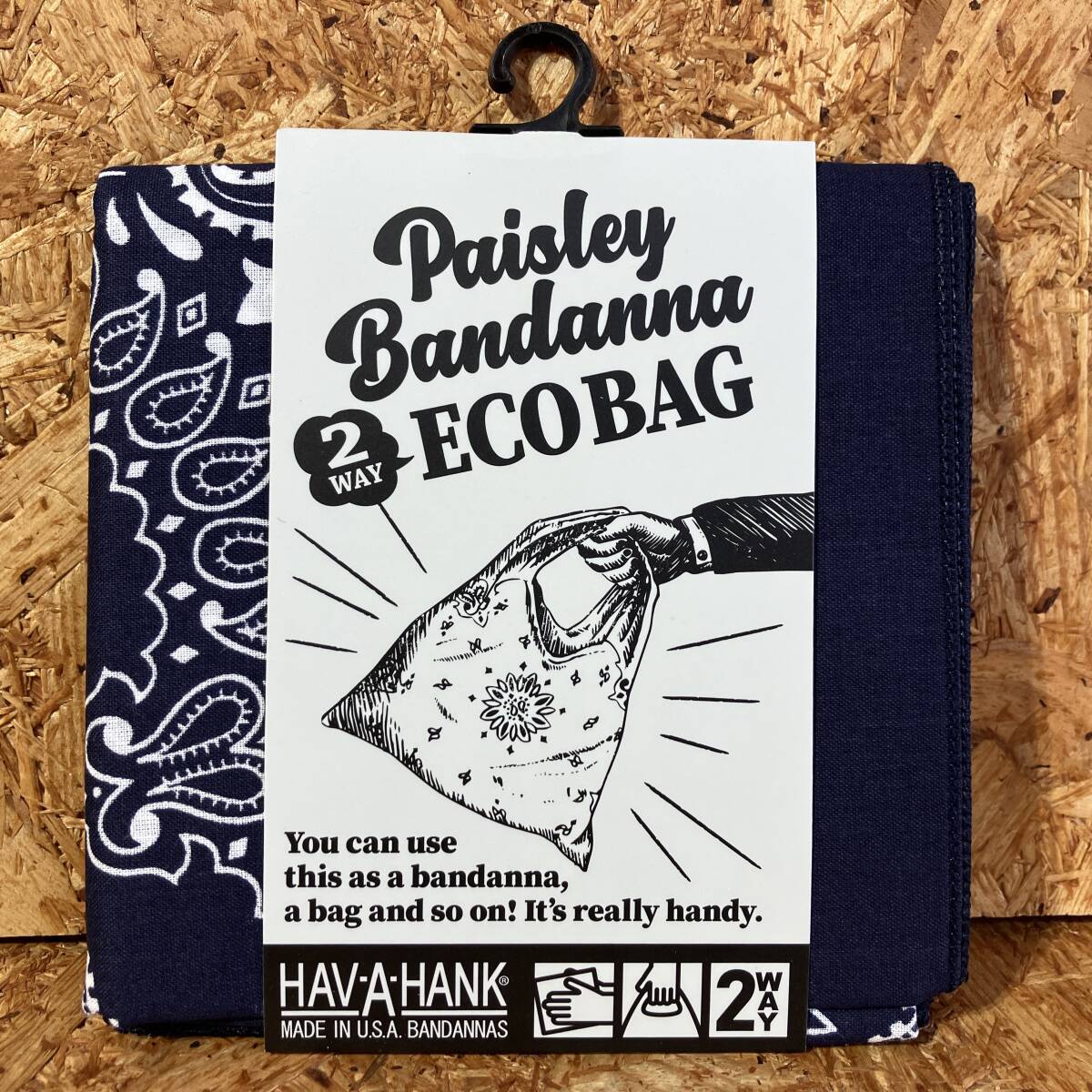 HAV-A-HANK バンダナ エコバッグ NAVY ハバハンク ペイズリー ハンカチ ショッピングバッグ
