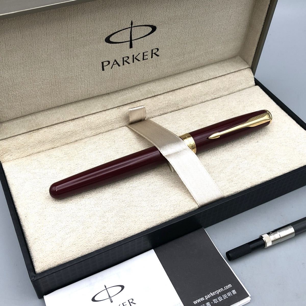 ★G05210 PARKER パーカー SONNET ソネット 万年筆 ペン先 18K 750 刻印 筆記具 文房具 ケース付 中古