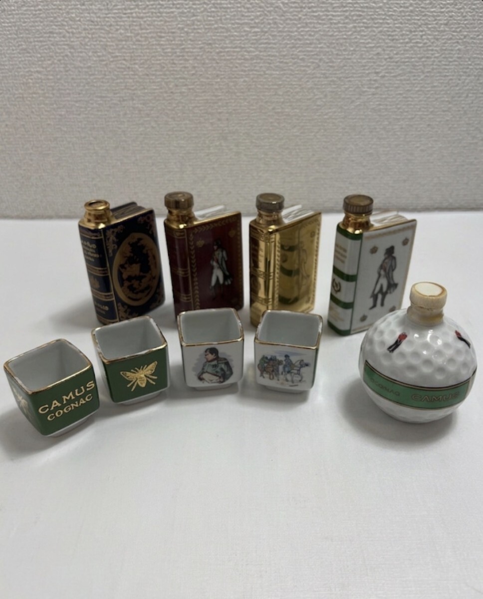 カミュ ナポレオン ブック ミニボトル 5点まとめ ゴルフボール 陶器 リモージュ ミニ杯 おちょこ 4客セット 古酒 未開栓 含む