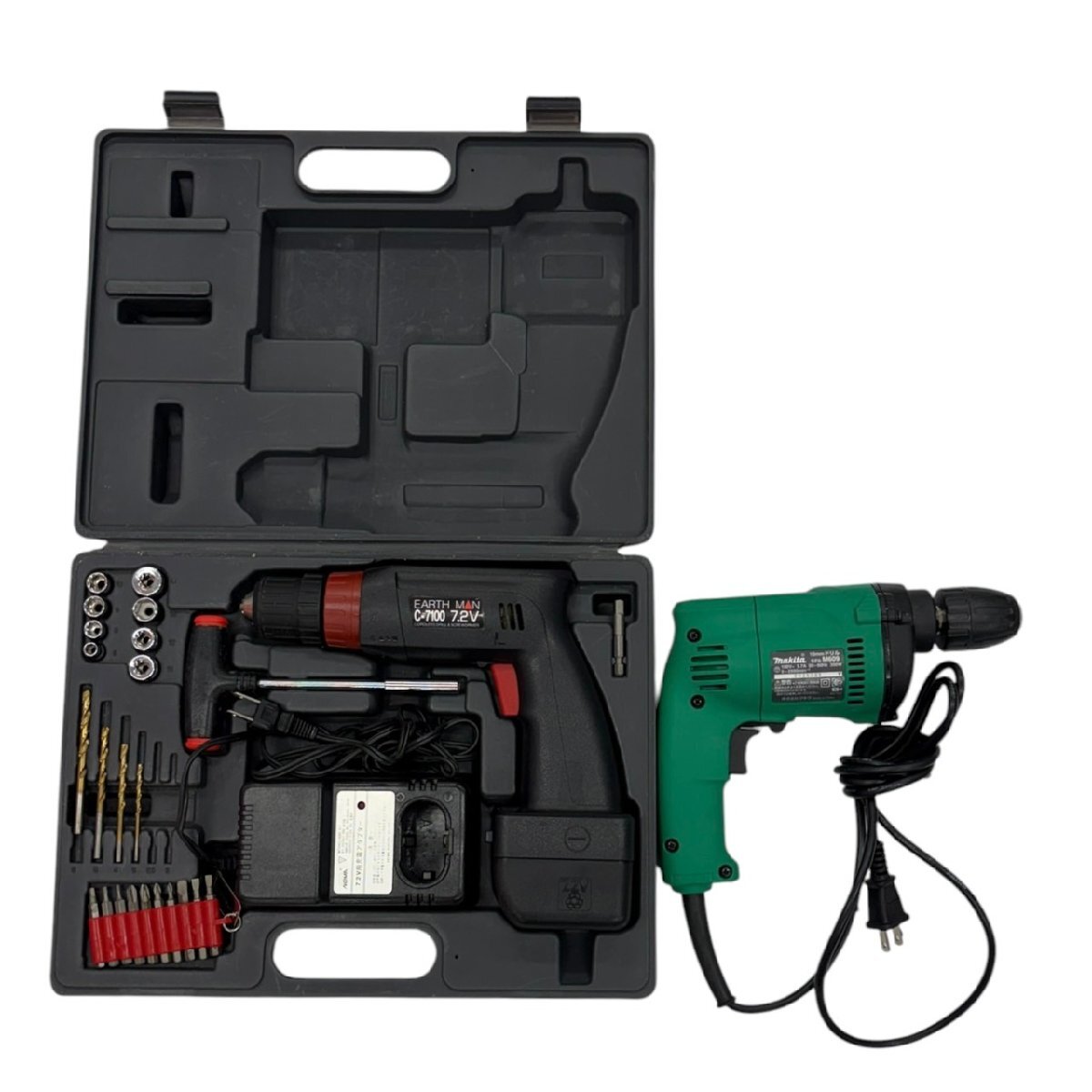 1円スタート 工具 まとめ2点セット makita マキタ EARTH MAN アースマン コードレスドリル 電気ドリル ドライバー DIY 動作未確認