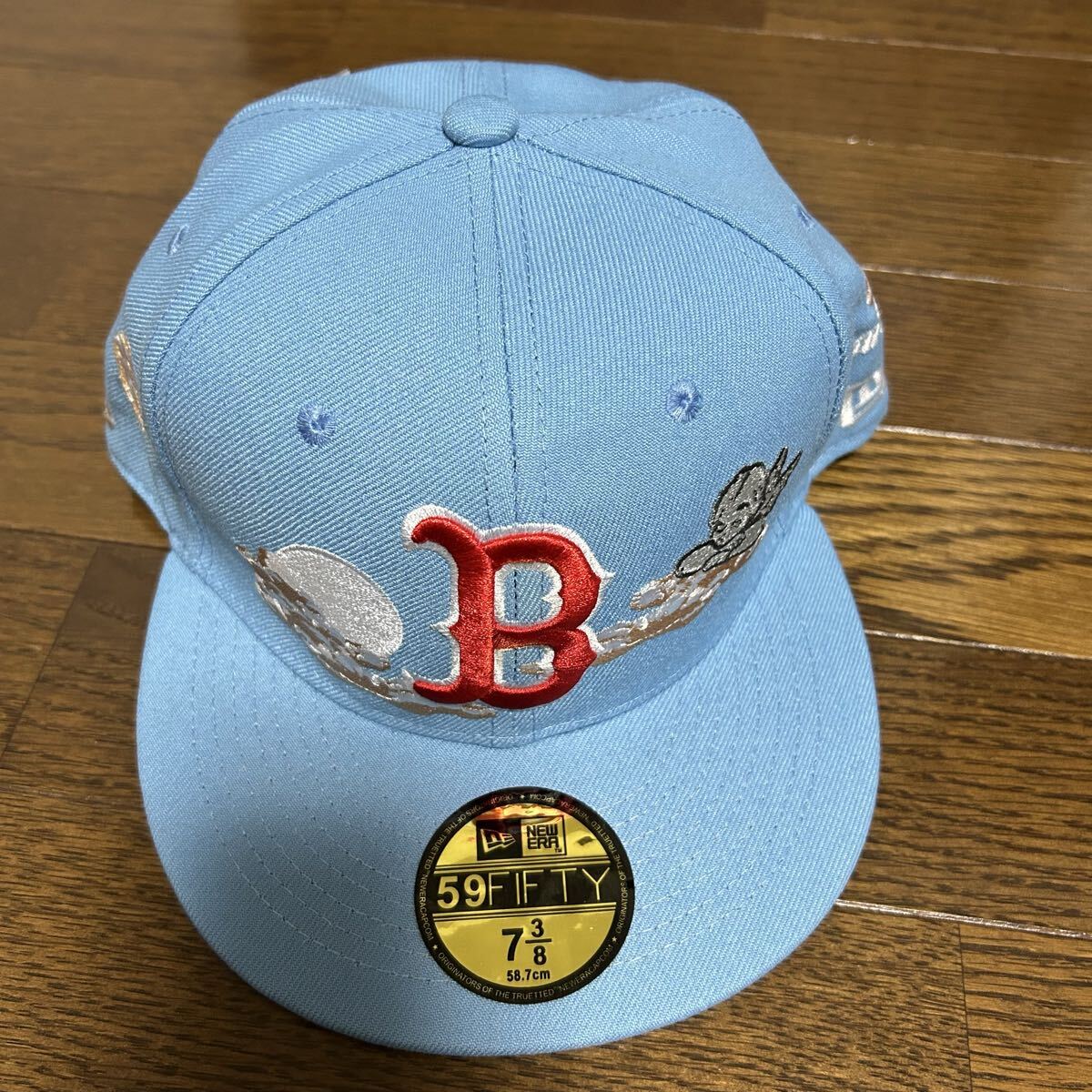 NEW ERA 59FIFTY ボストン レッドソックス キャップ 水色 58.7cm ニューエラ MLB サイドパッチ ヒップホップ オシャレ