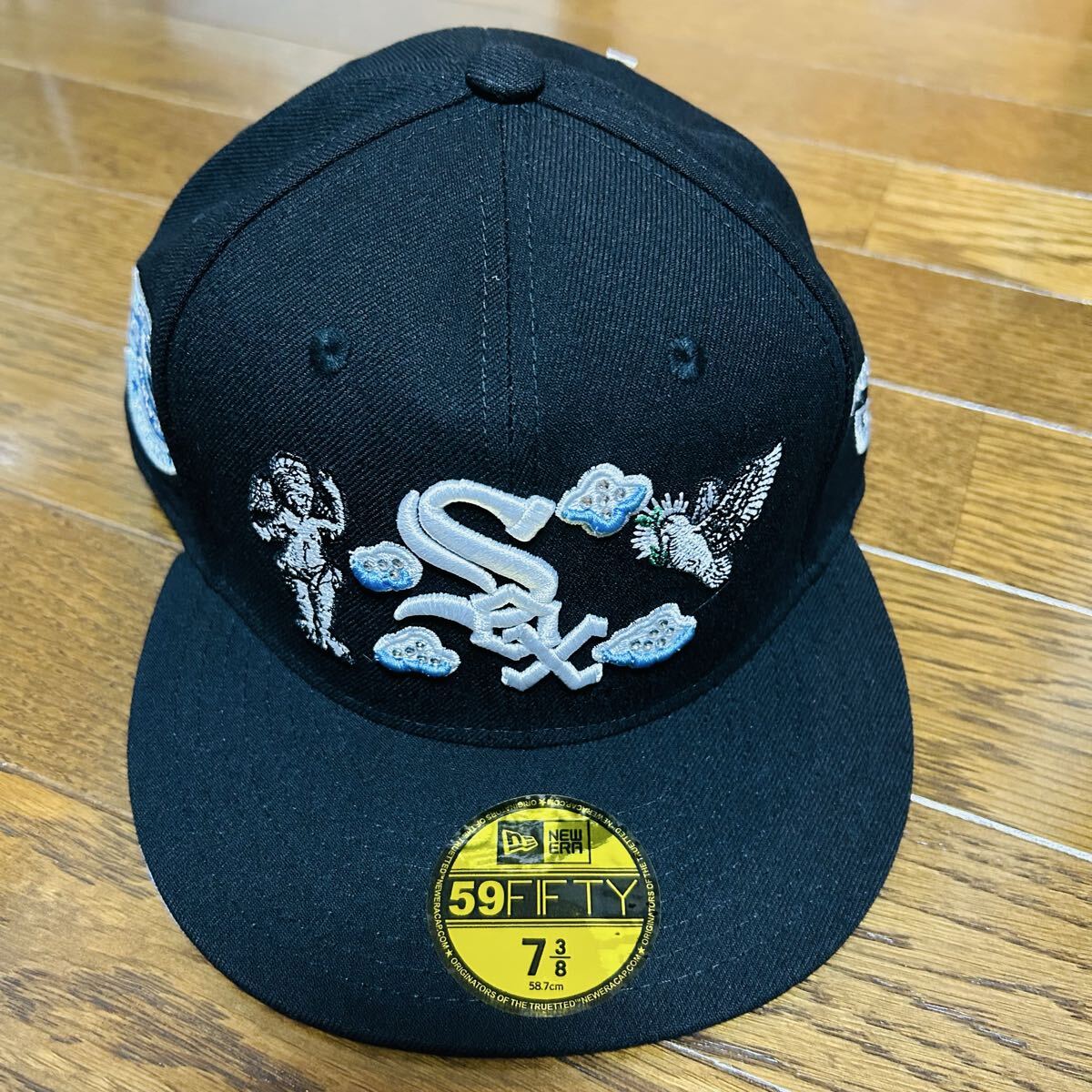 NEW ERA 59FIFTY ホワイトソックス キャップ ブラック 58.7cm 天使 ニューエラ White Sox天使カスタム 黒 オシャレ