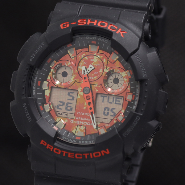 1円 良品 稼働 カシオ Gショック GA-100TAL QZ デジアナ文字盤 メンズ腕時計 2000000 5APY NAM
