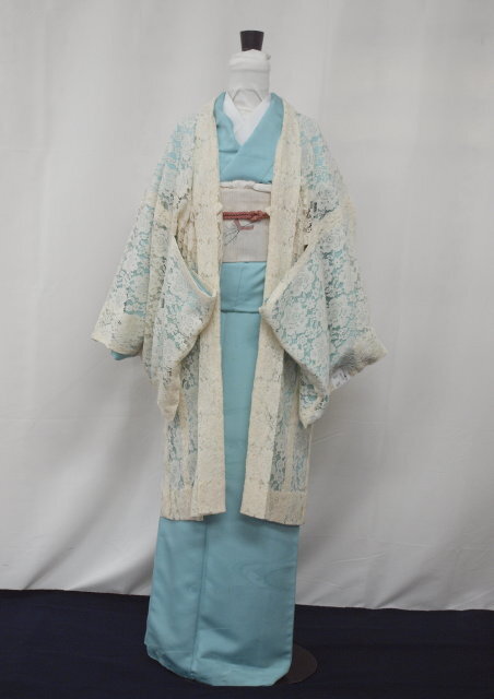お仕立て上がり　0959BL　レース長羽織 　クリーム　花　レターパック不可　