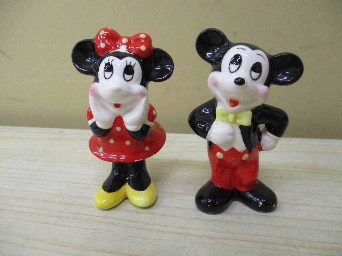 N2060　ミッキー＆ミニー　置物　陶器　　アンティーク　レトロ　ウォルトディズニーカンパニー　Disney