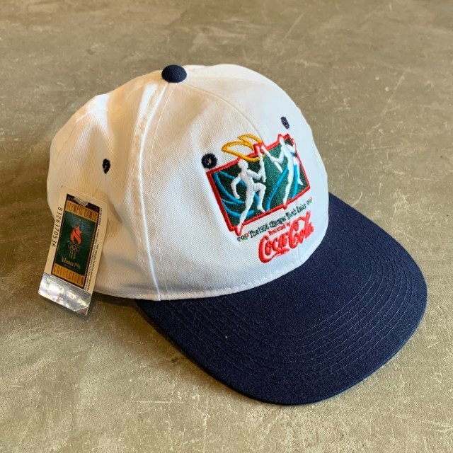 【Free】デッドストック USA製 90s STARTER オリンピック 刺繍キャップ 白紺■ビンテージ アメリカ古着 スナップバック コカコーラ協賛