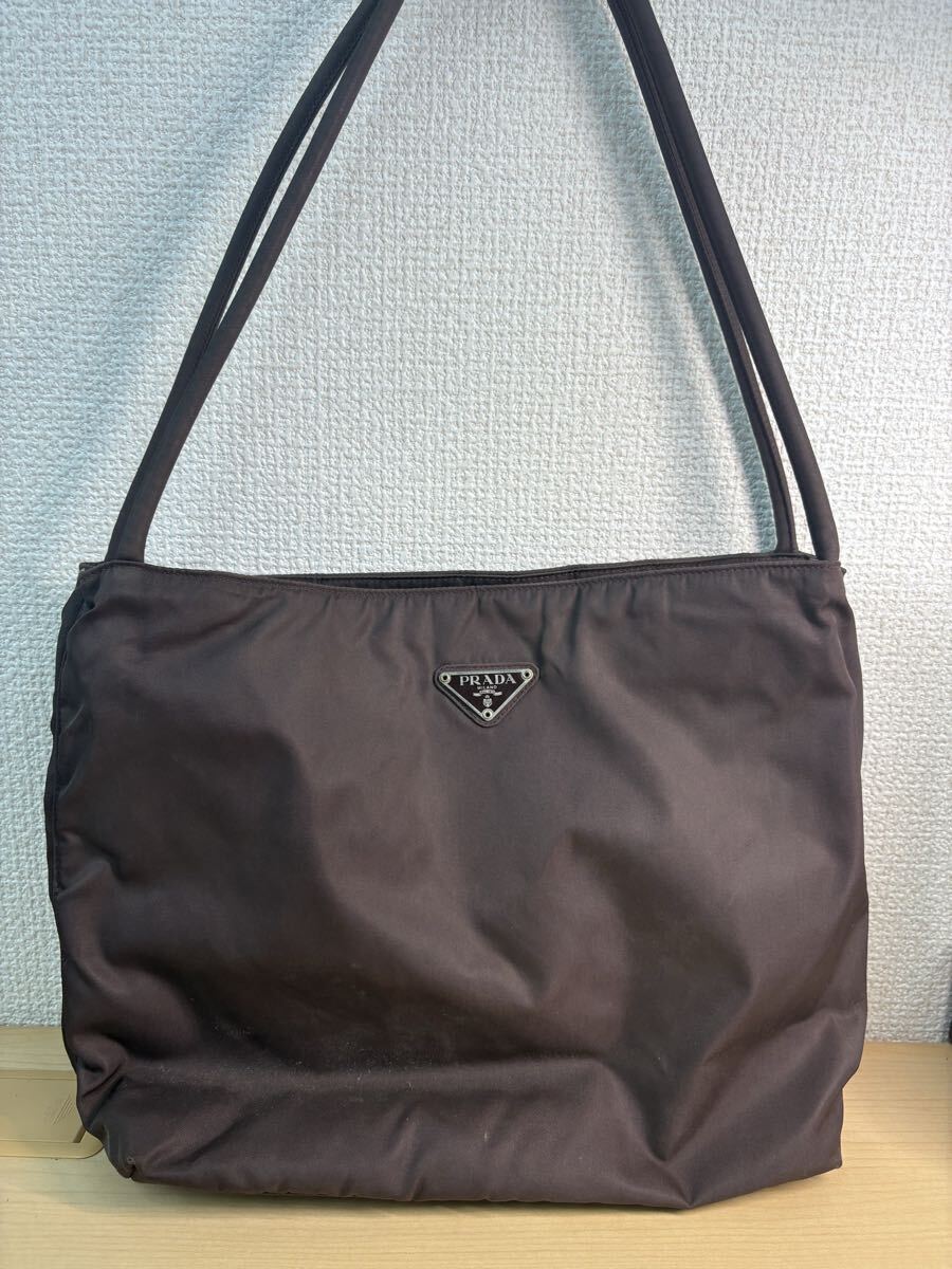 T23 PRADA プラダ B6242 ナイロン ショルダーバッグ テスート 三角ロゴプレート トートバッグ レディース