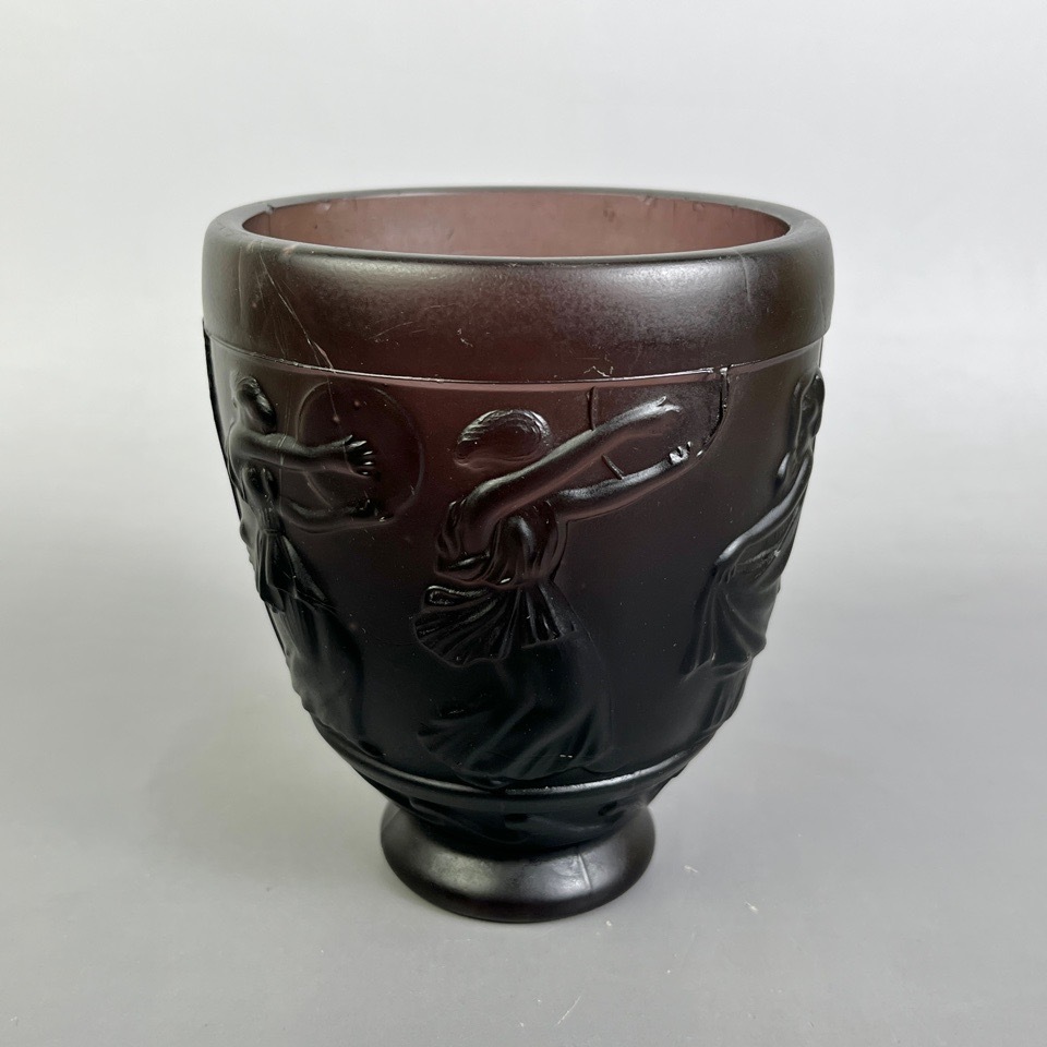 アール・ヌーヴォー ジョルジュ・ド・フール ガラス工芸 古代ギリシャ文広口壺 花瓶 ボンボニエール 骨董