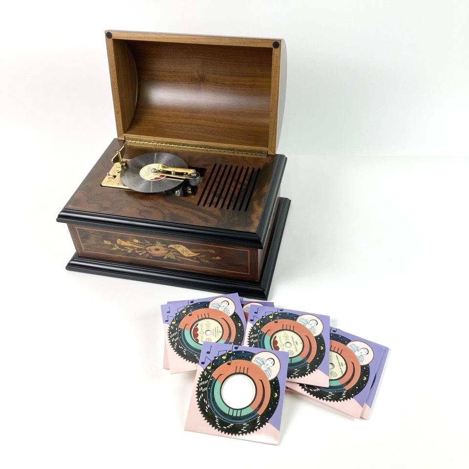 REUGE リュージュ 30弁 ディスクオルゴール ドーム型象嵌オルゴール ディスク交換式 ディスク10枚付属 オルゴール ※同梱不可 骨董
