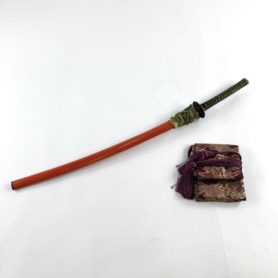 刀装具 拵え 鞘 朱塗 鍔 梅 亀 縁頭 在銘【美濃住光仲】 秋草に虫 目貫 稲 雀 象嵌 時代物 ※同梱不可 骨董