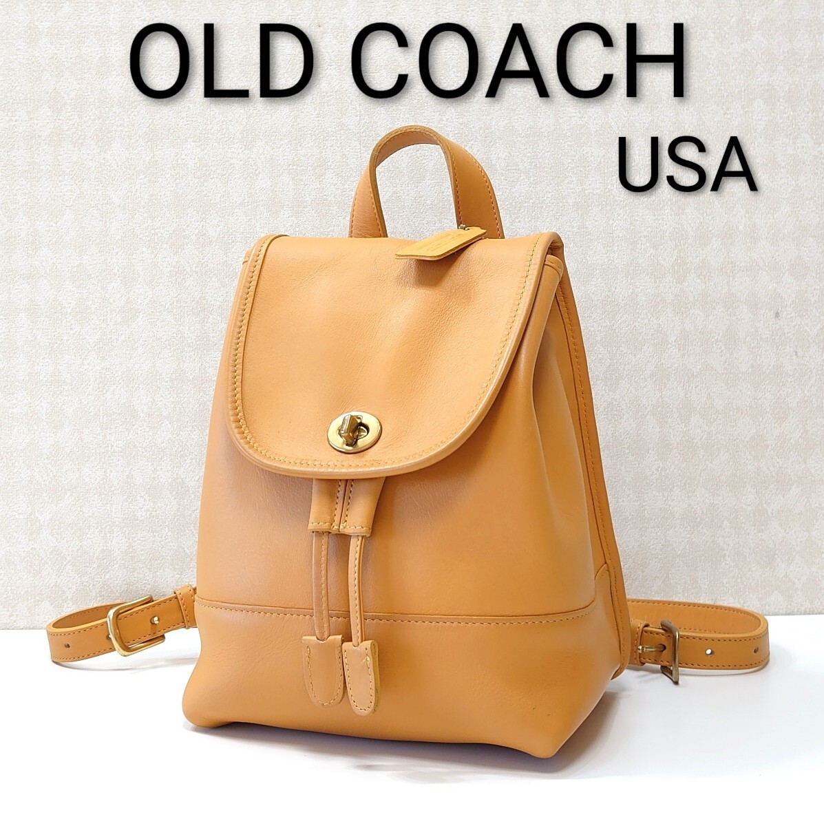 希少色 極美品 COACH コーチ オールドコーチ レザー リュック バックパック イエロー 黄色 オールレザー USA製