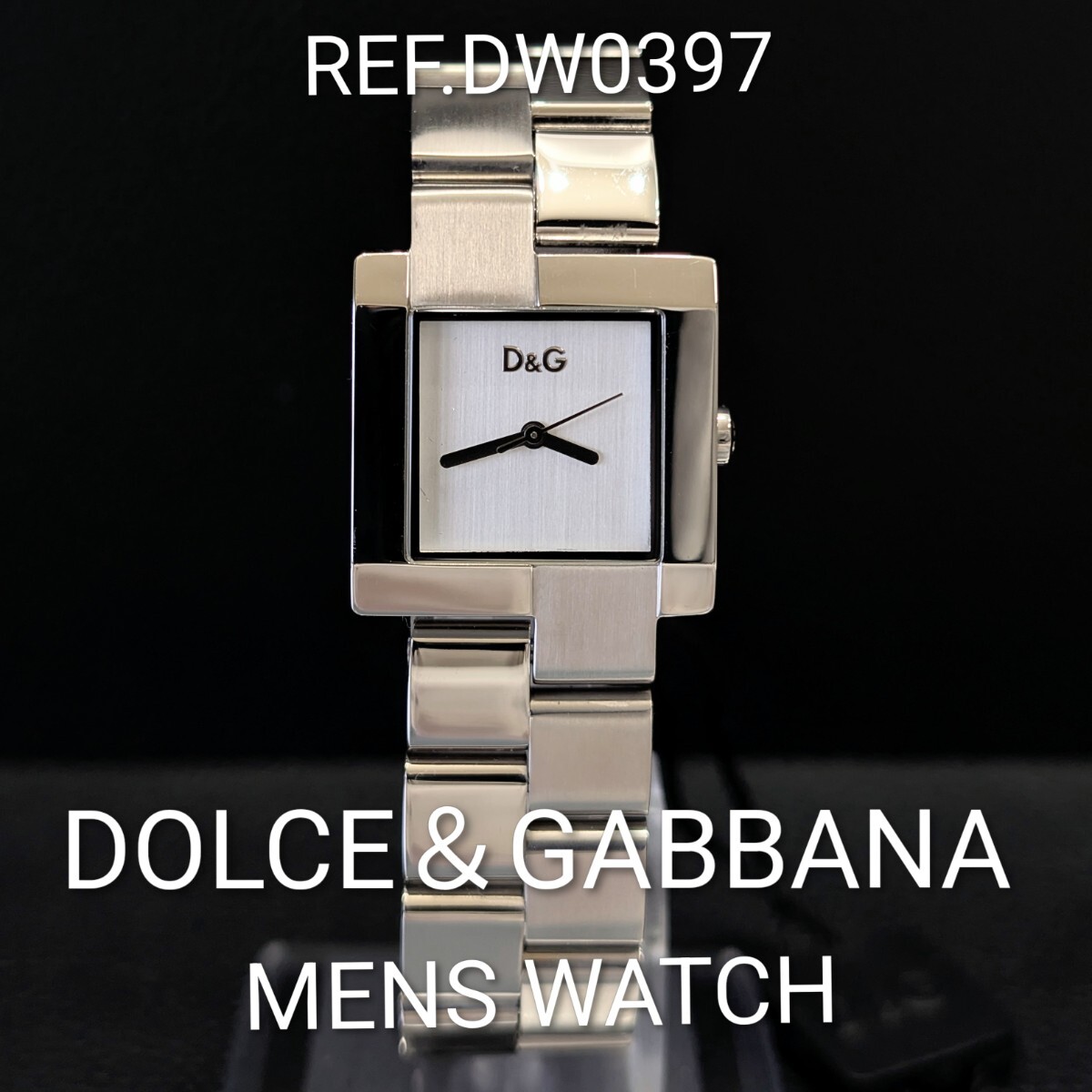 未使用 D＆G ドルチェ＆ガッバーナ DOLCE＆GABBANA メンズ クォーツ 腕時計 スクエア ホワイト 白文字盤 新品電池 REF.DW0397 タグ付き