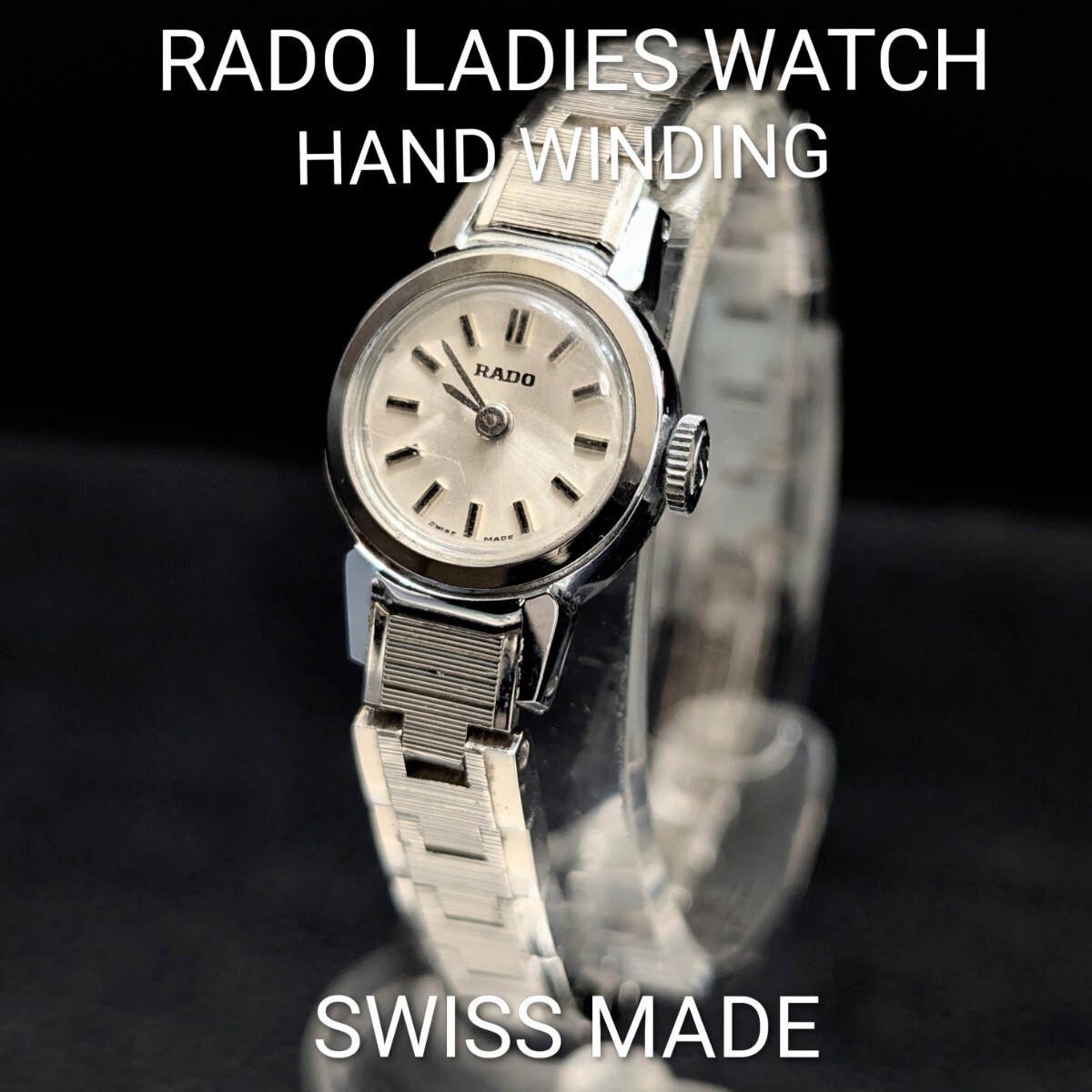美品 稼働品 アンティーク スイス ラドー RADO レディース 手巻き ラウンド 腕時計 純正ブレスレット ウォッチ シルバー文字盤 SWISS MADE