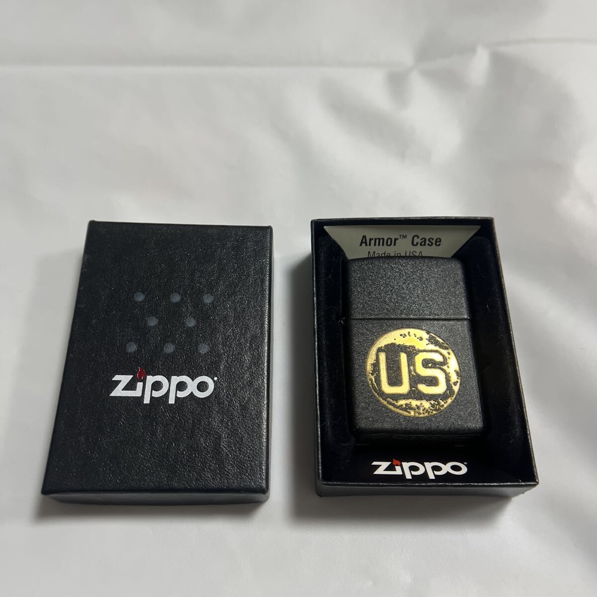 送料430円【着火確認済み】希少/レア Zippo ジッポ US ARMY ブラック ゴールド オイルライター ケース付き