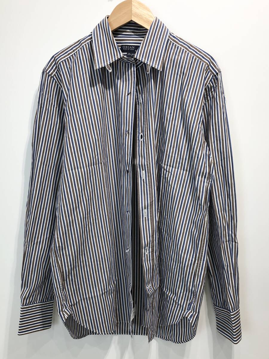 ITALY製 ORIAN BEAMS F ストライプ コットン 長袖 シャツ マルチ ORIAN-st1 オリアン ビームスエフ SIZE：39-15 1/2■E0513