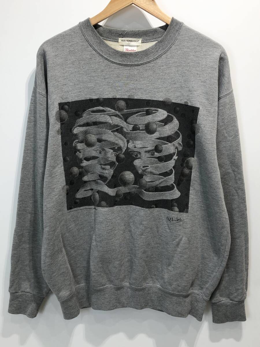 HUISTENBOSCH M.C Esher エッシャー アート プリント スウェット トレーナー 騙し絵 トリックアート ハウステンボス 古着 SIZE：L■G0525