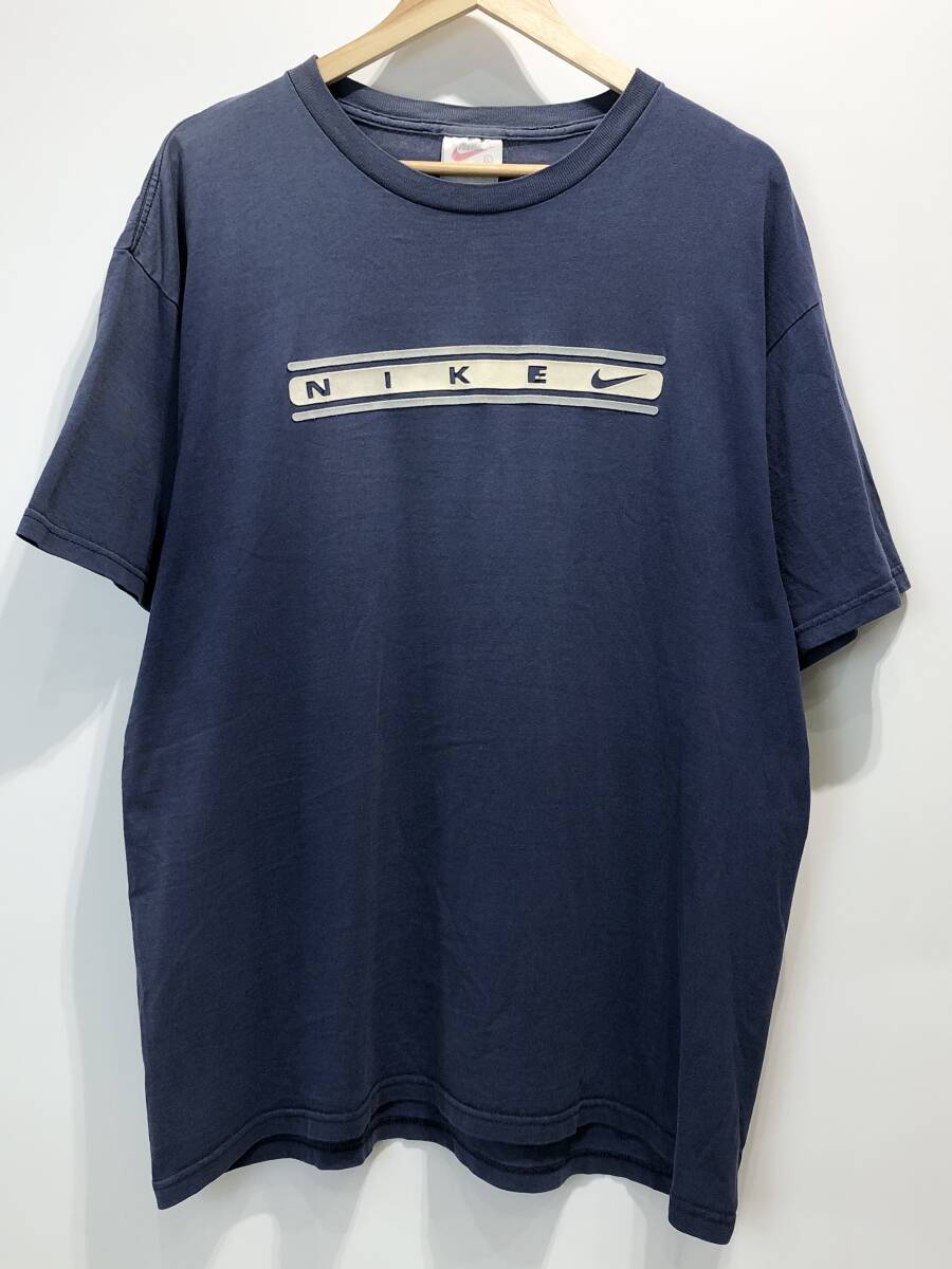 USA製 90s NIKE ロゴ Tシャツ コットン ネイビー NME920220KL4 ナイキ 古着 ヴィンテージ SIZE：L■K0526