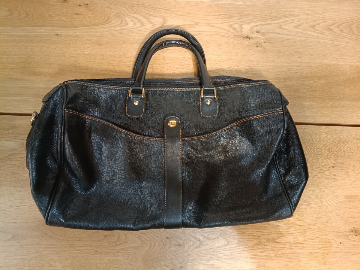 A40/ dunhill ダンヒル ボストンバッグ レザー ブラック 大容量 旅行バッグ 中古 現状品 レザー カバン ビジネスバッグ