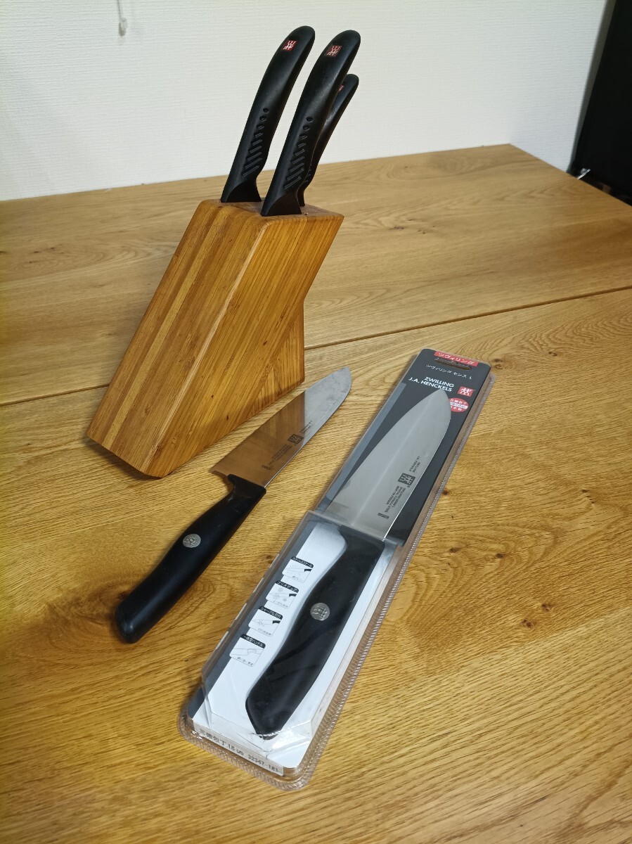 A40/ Zwilling ツヴィリング 包丁5本セット ナイフスタンド付き 未使用1本含む キッチンナイフセット 中古 現状品