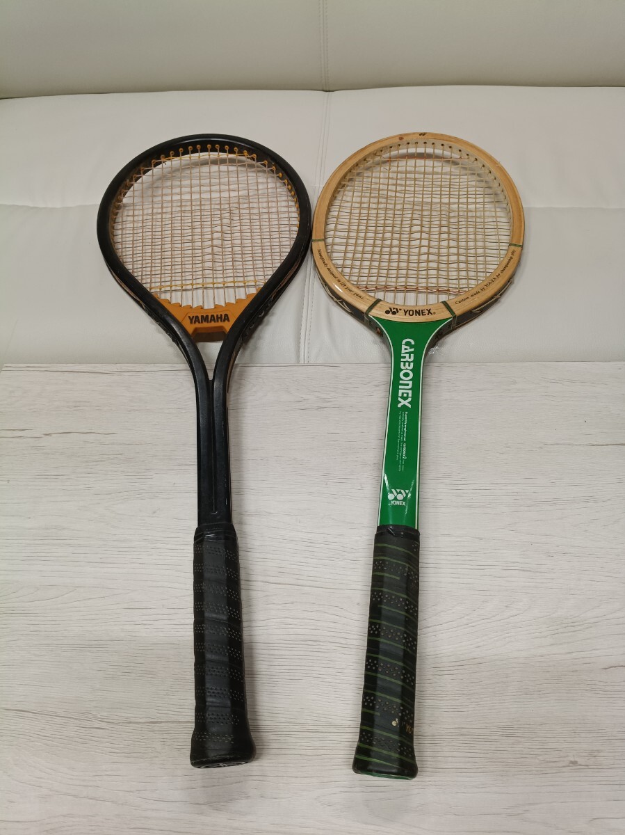 LM531-L2/ YONEX CARBONEX / YAMAHA テニスラケット 2本セット 木製ラケット カーボネックス YFG-15 ビンテージ