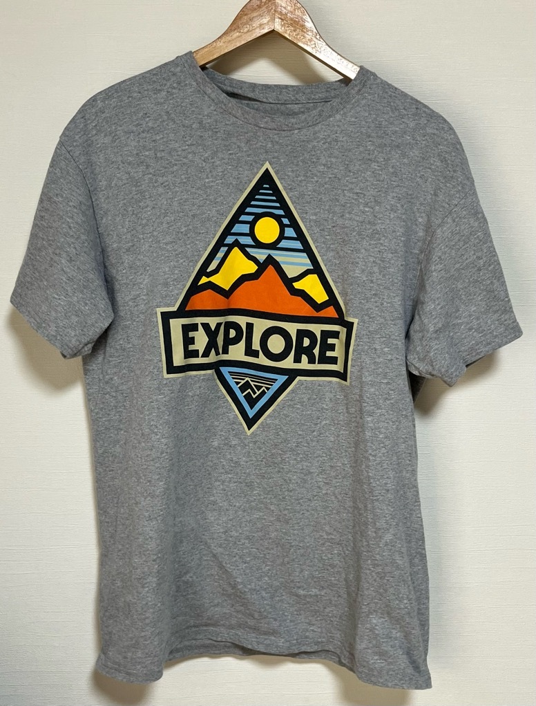 EXPLORE Tシャツ L グレー 古着 探検　冒険