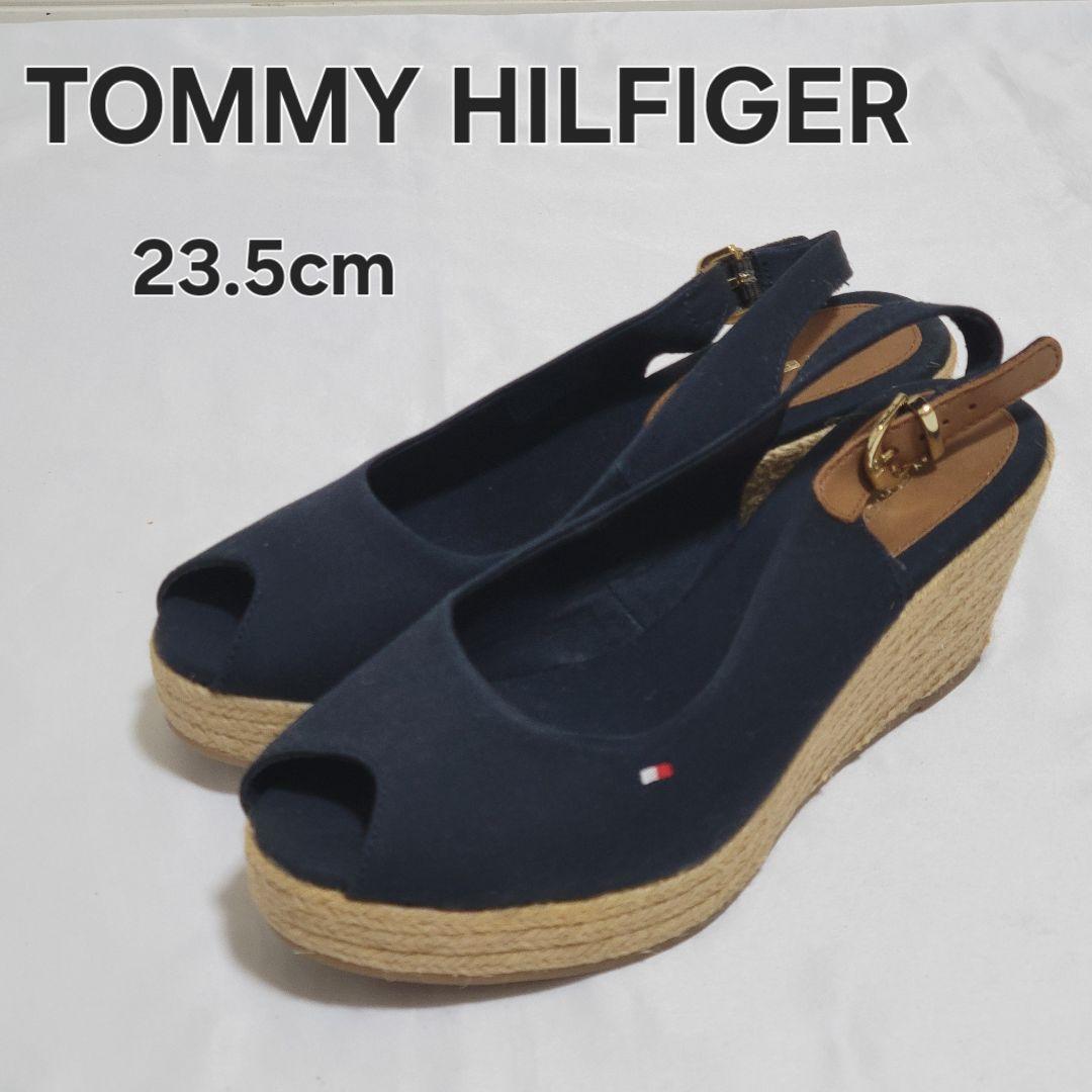 TOMMY HILFIGER トミーヒルフィガー ウエッジサンダル 23.5cm ネイビー