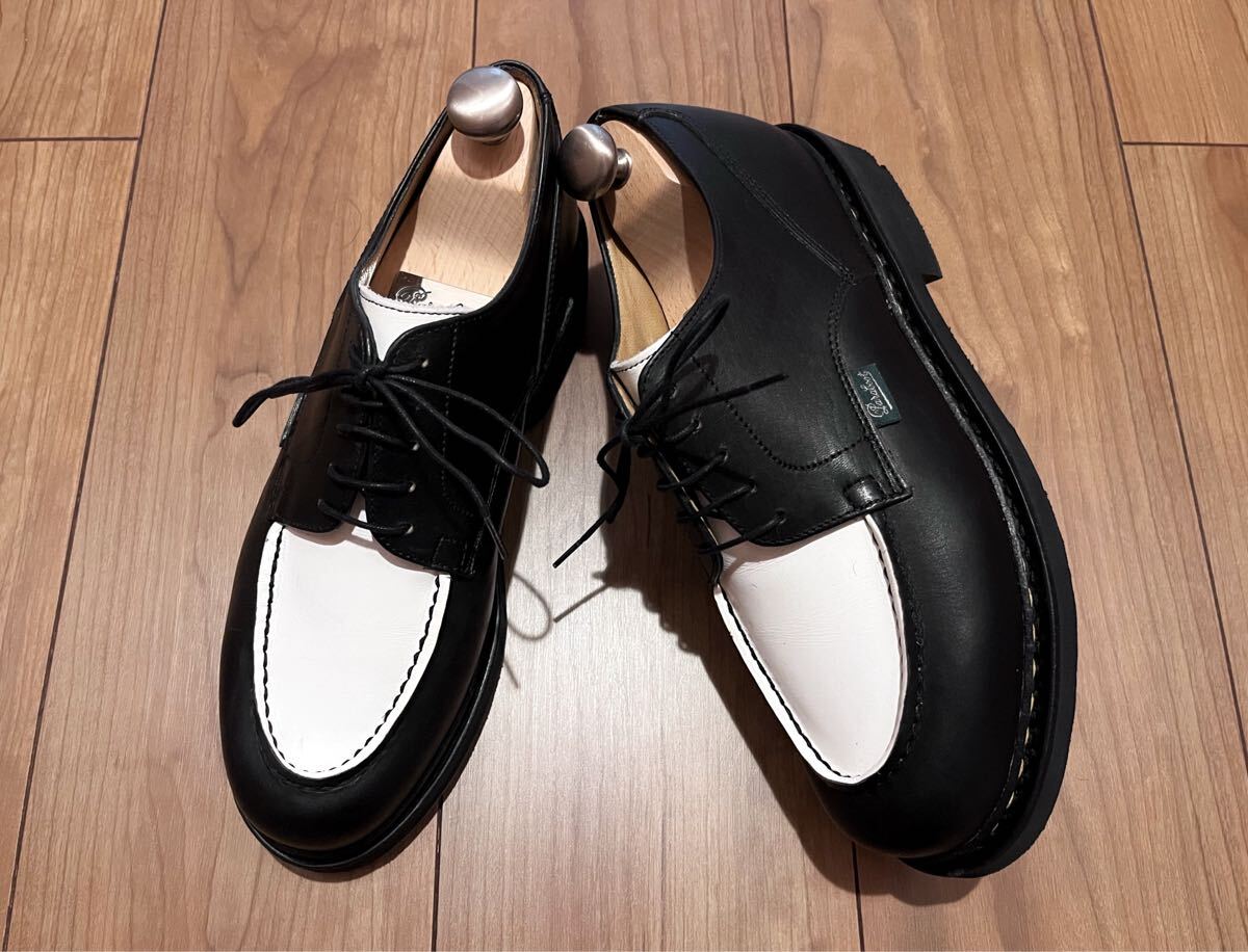 1回着用のみ極美品☆Paraboot 白×黒バイカラー シャンボード サイズ5H シャンボード CHAMBORD パラブーツ ミカエル ランス