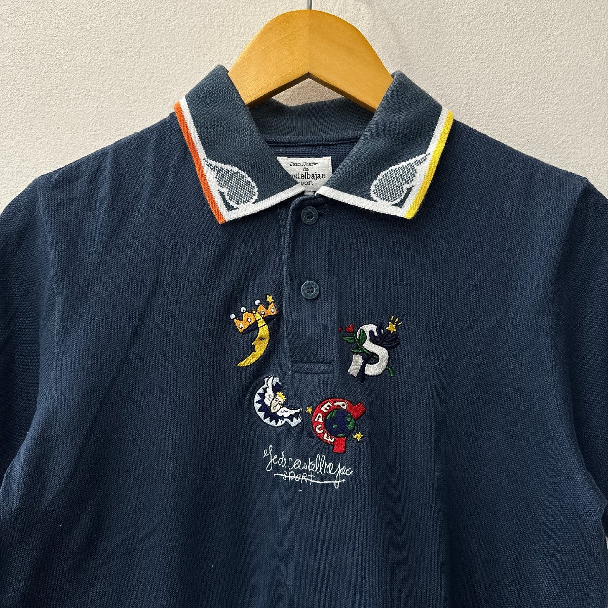 Castelbajac カステルバジャック sport アートイラスト 刺繍 襟マルチライン 半袖 ポロシャツ サイズ 1 /ネイビー系 メンズ ゴルフ