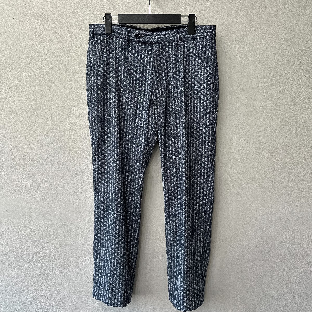 Heal Creek ヒールクリーク 洗練 幾何学総柄 ロゴ刺繍 高ストレッチ スリム ロングパンツ サイズ 40 /ネイビー系 レディース 春夏