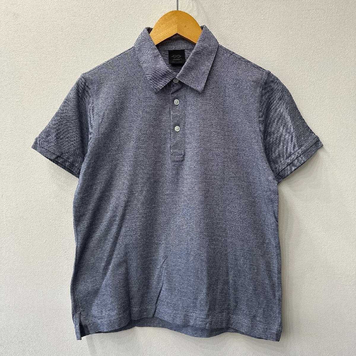 D'URBAN ダーバン 総柄 上質 綿100% 半袖 ポロシャツ サイズ M相当 /ネイビーグレー系 メンズ レナウン 日本製 クールビズ