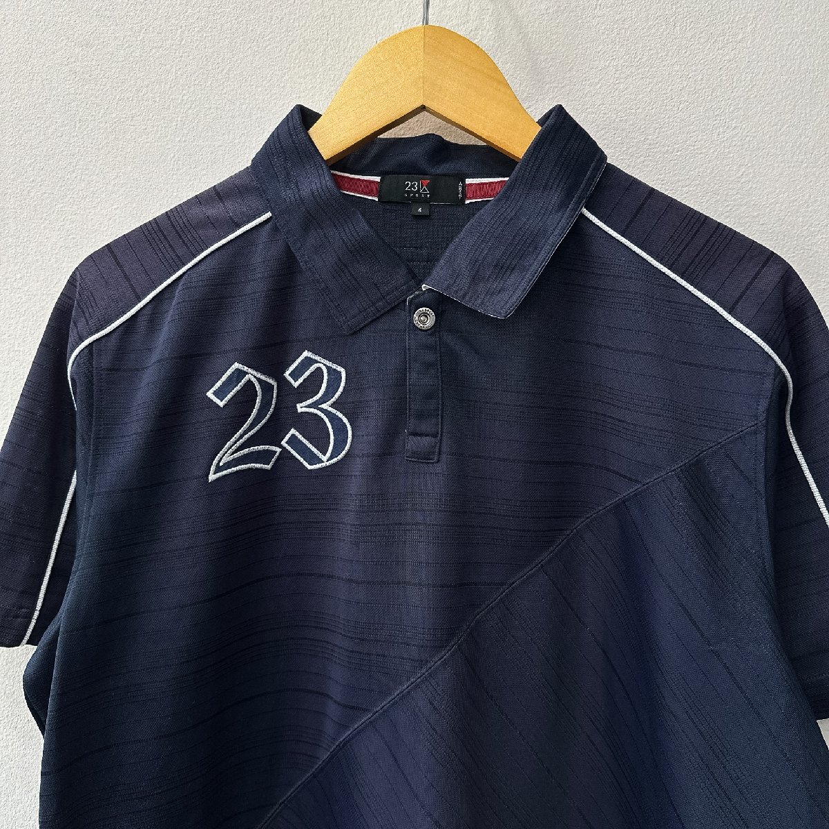 23区SPORT 23区スポーツ 日本製 ナンバリング 半袖 ポロシャツ サイズ 4 /ネイビー メンズ 夏 ゴルフウェア 吸汗速乾 スポーツ
