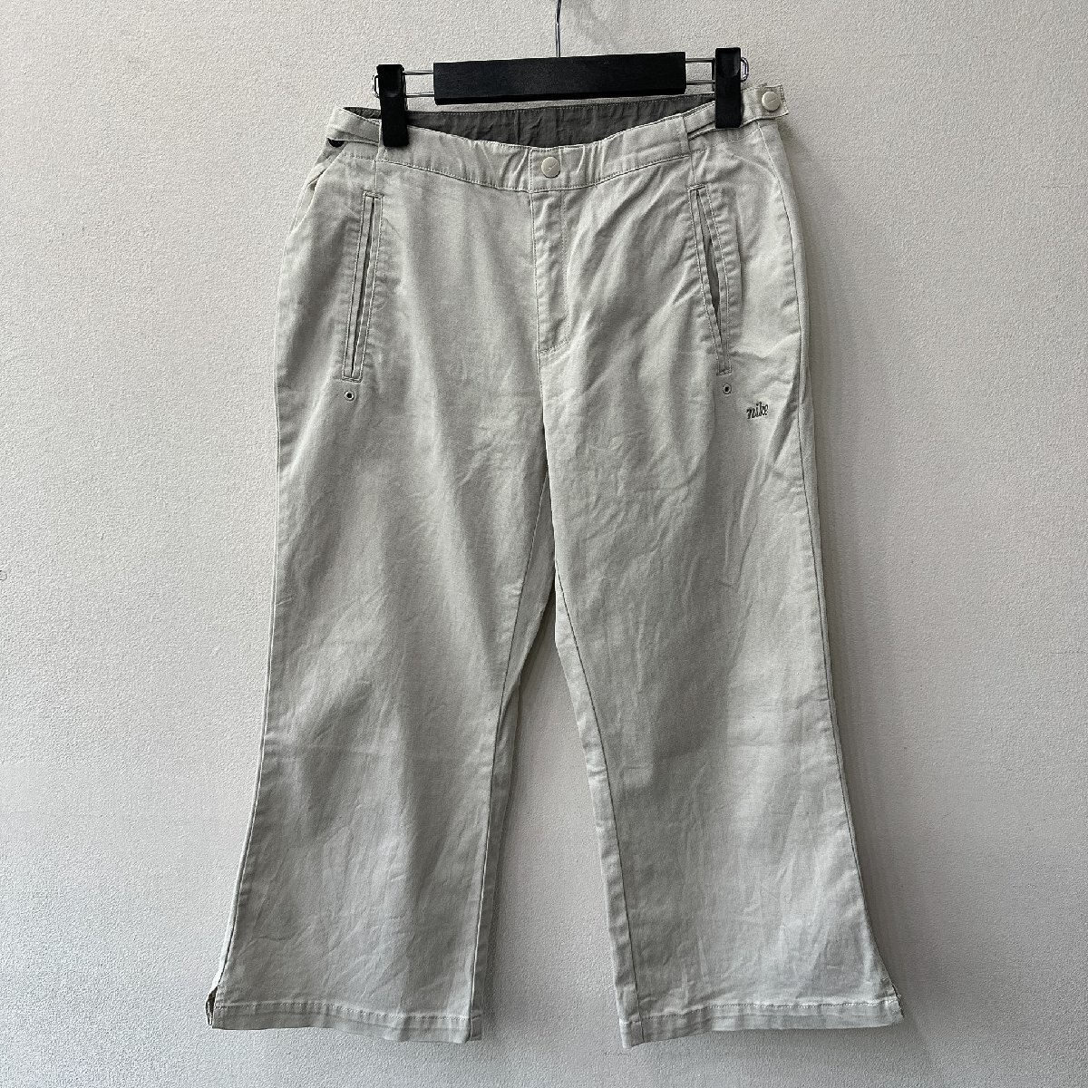 NIKE ナイキ ロゴ刺繍 ストレッチ クロップドパンツ サイズ M /ベージュ系 レディース レディース スポーツ カジュアル ボトムス