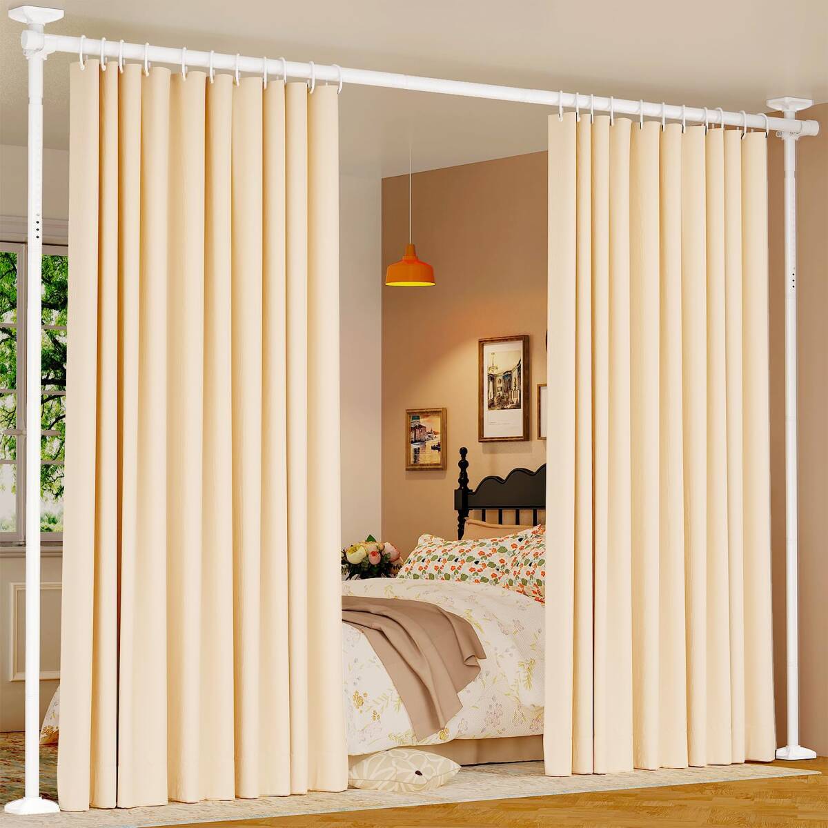 【現品限り】Goovilla 突っ張り式 パーテーション 間仕切り 高さ122~305cm×幅71~178cm 部屋の間仕切 カーテンレールt