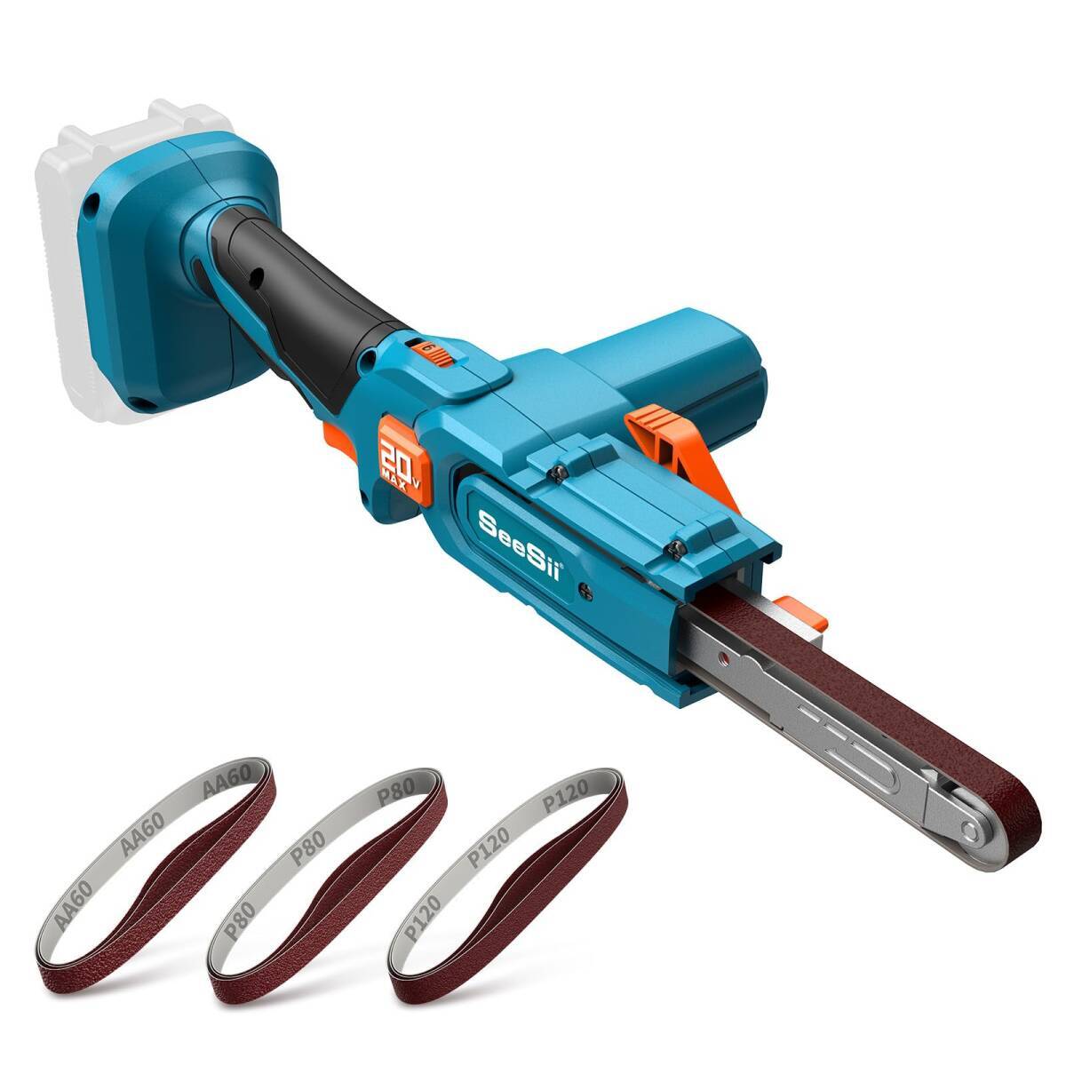 SEESII 電動サンダー 充電式サンダー ベルト 13mm 9枚研磨ベルトサンドペーハ 6段階調速 マキタ18vバッテリー対応充電器・バッテリー別売り