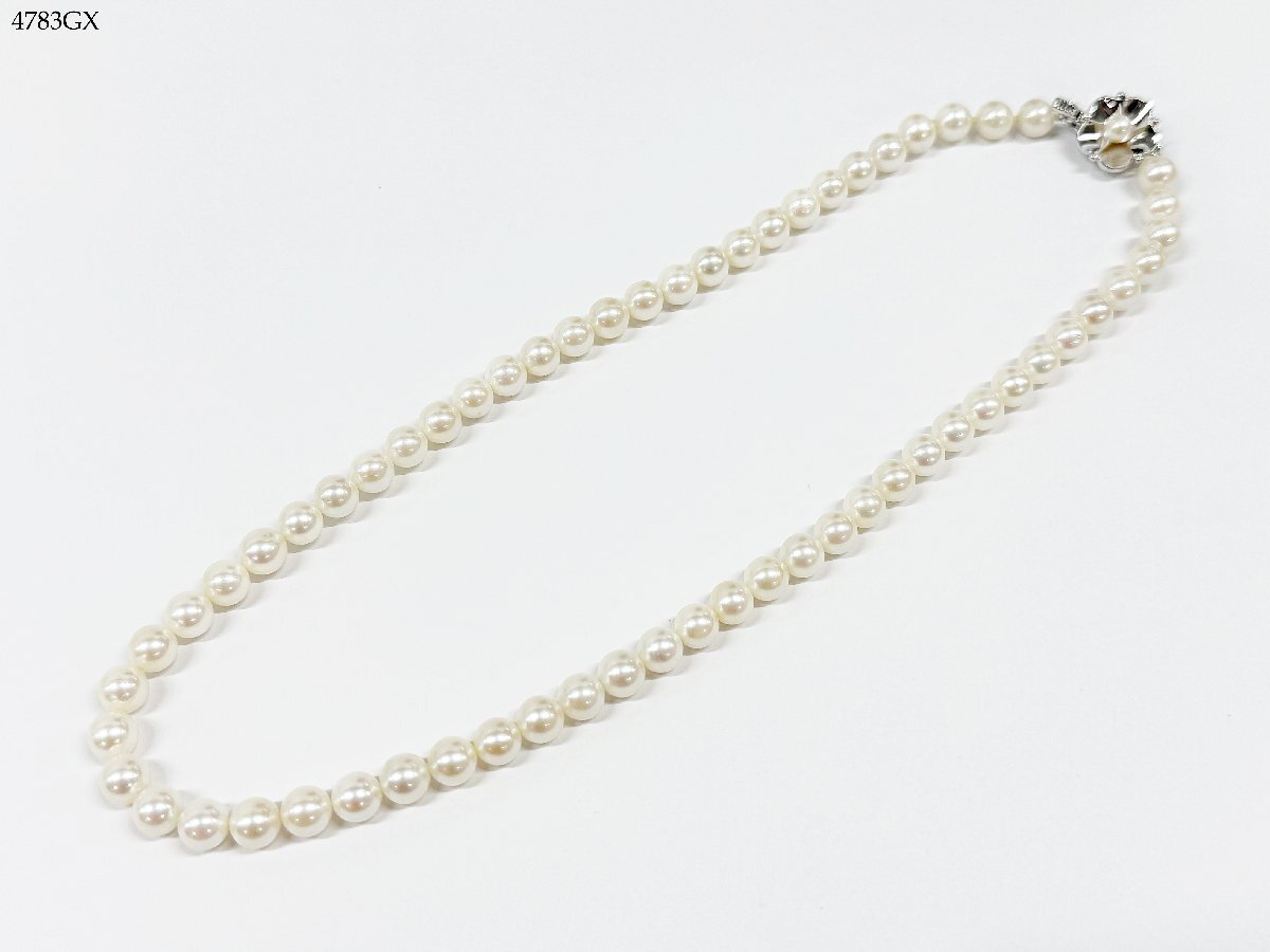 送料無料 パール ネックレス 真珠 直径 約4.8mm-6.8mm 重量 約28g 留具 SILVER シルバー レディース アクセサリー 4783GX-20