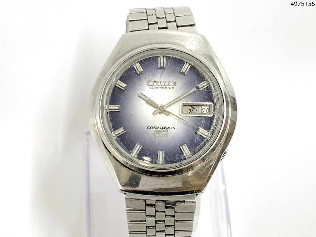 CITIZEN シチズン COSMOTRON コスモトロン 4-790821TA 電磁テンプ デイデイト カットガラス メンズ 腕時計 4975T55-14