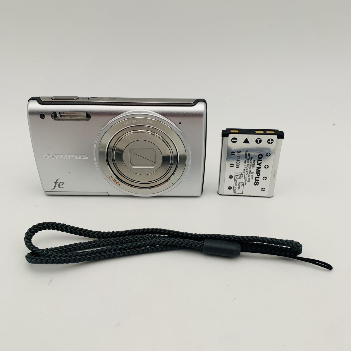 【シャッター動作OK】OLYMPUS デジタルカメラ FE-5050 シルバー 光学5倍ズーム バッテリーストラップ付き 現状品 1円スタート #260521