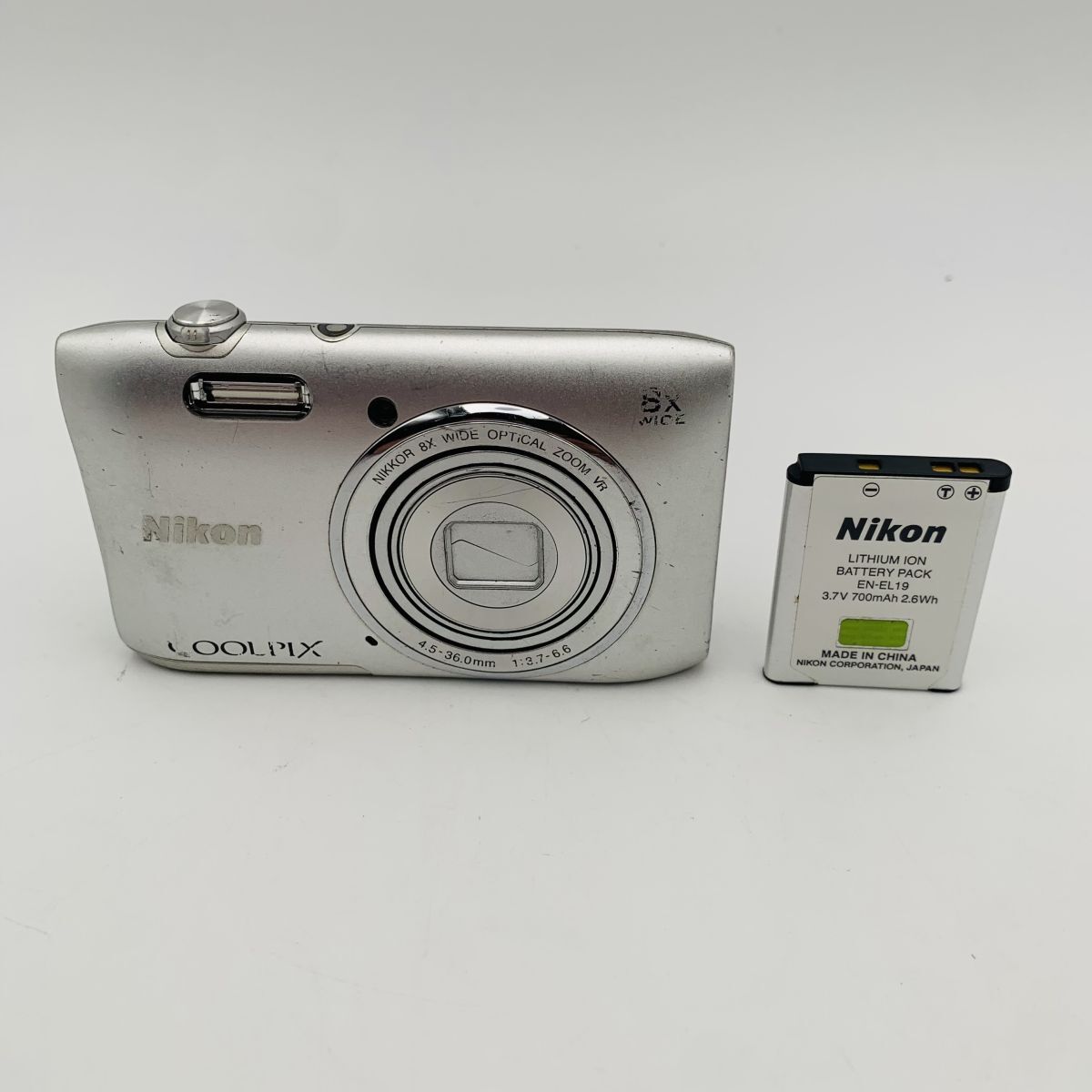 【シャッター動作OK】Nikon デジタルカメラ COOLPIX S3600 8倍ズーム 2005万画素 クリスタルシルバー 現状品 1円スタート #260516
