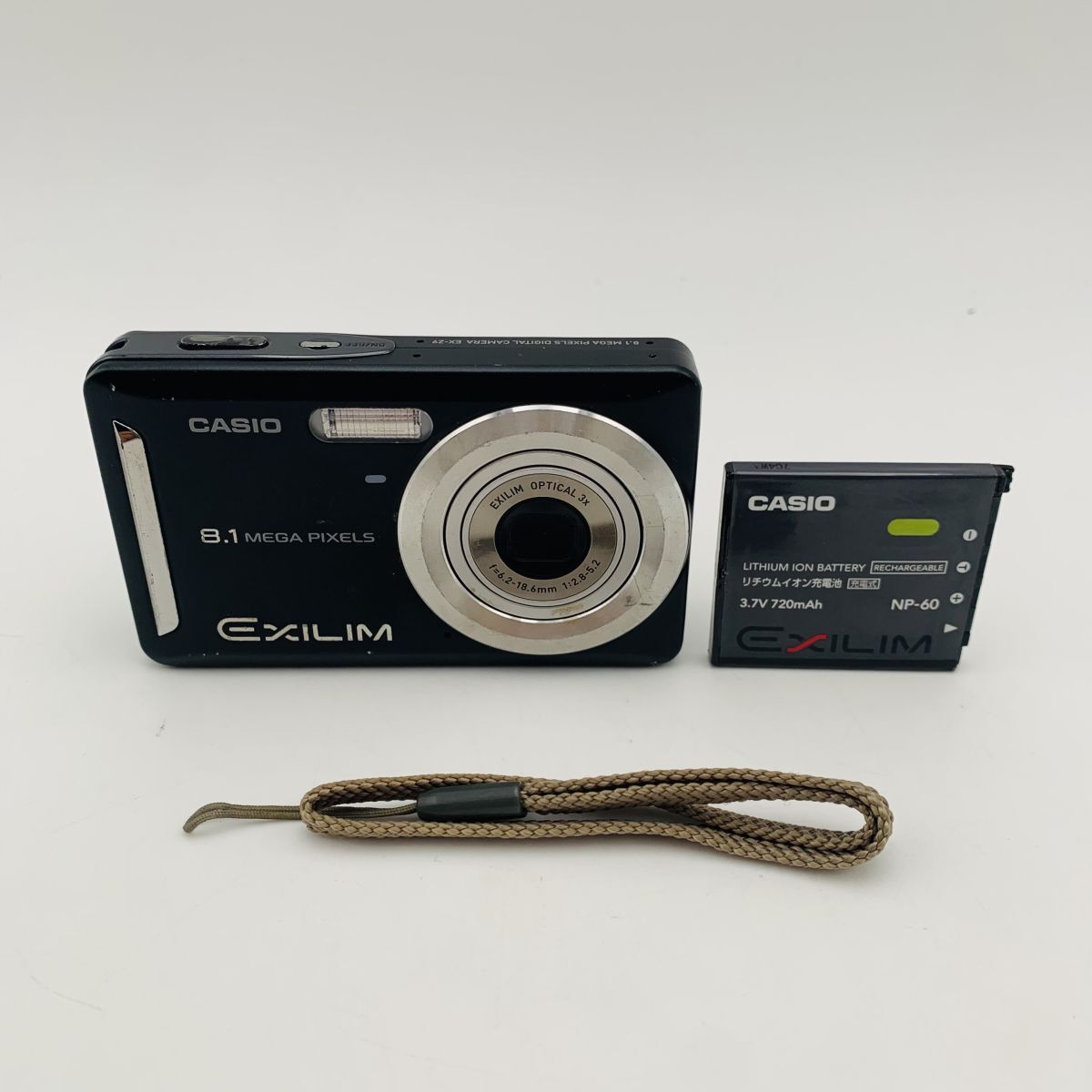 【シャッター動作OK】CASIO EXILIM 8.1メガピクセル EX-Z9 ブラック バッテリーストラップ付き 現状品 1円スタート #260515