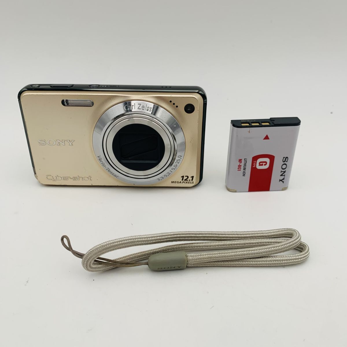 【シャッター動作OK】SONY Cyber-shot DSC-W270 ゴールド バッテリーストラップ付き 現状品 1円スタート #260505