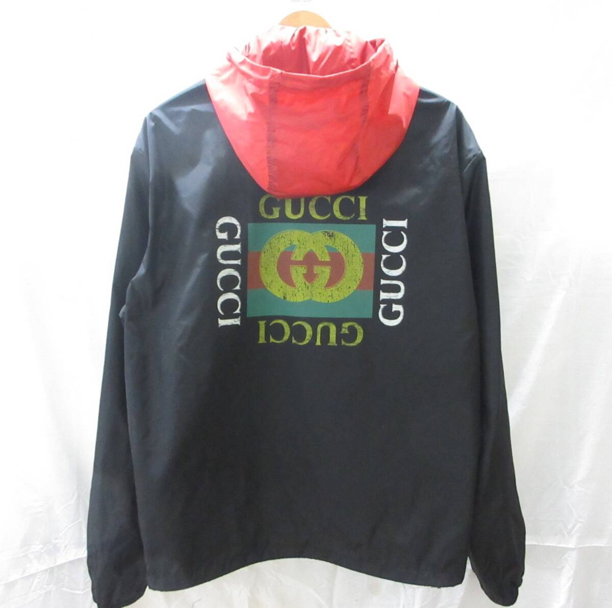 172C697E◆GUCCI グッチ 473302 Z719B ビンテージ風ロゴ ナイロン ブルゾン ウインドブレーカー size52 中古