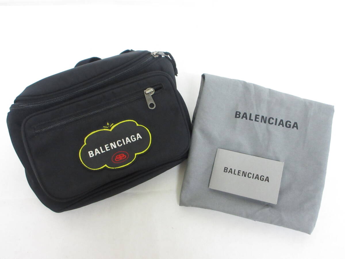 171H152E◆BALENCIAGA バレンシアガ エクスプローラー ボディバッグ ブラック 保存袋付き 中古